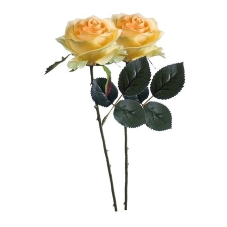 2x Gele rozen Simone kunstbloemen 45 cm