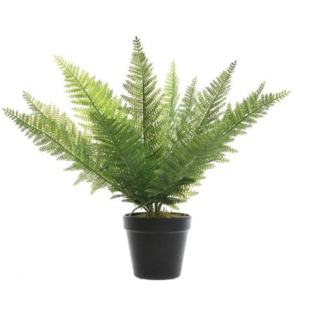 2x Green eagle fern artificial plants 48 cm in pot