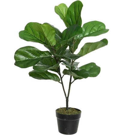 2x Groene Ficus carica/vijgenboom kunstplant 71 cm in zwarte pot