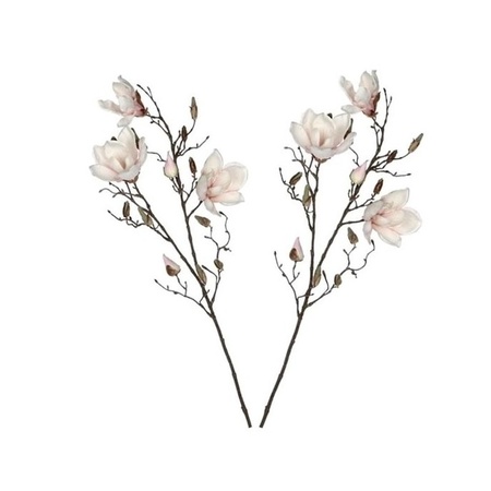2x Licht roze Magnolia/beverboom kunsttakken kunstplanten 90 cm