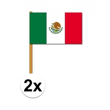 2x Luxe zwaaivlaggen vlag Mexico 30 x 45 cm