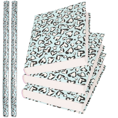2x Rollen kadopapier / schoolboeken kaftpapier Noah blauw 200 x 70 cm