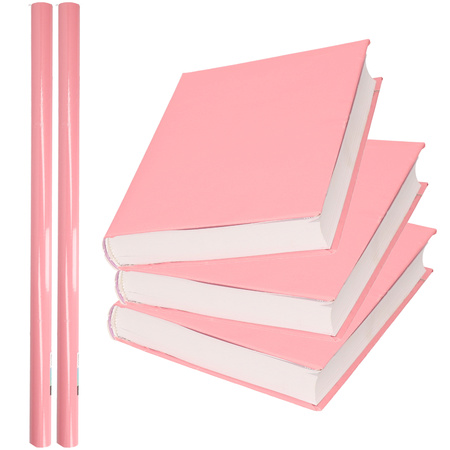 2x Rollen kadopapier / schoolboeken kaftpapier pastel roze 200 x 70 cm