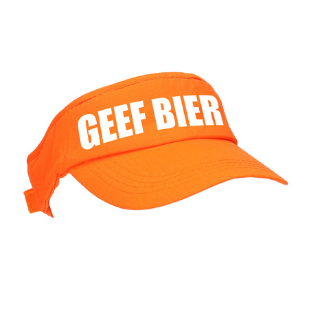 2x stuks oranje GEEF BIER zonneklep met Nederlandse vlag voor dames en heren