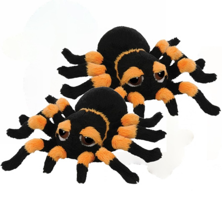 Evolueren Amerikaans voetbal steekpenningen 2x stuks pluche zwart/oranje spin knuffel 13 cm speelgoed bij Fun en Feest  België