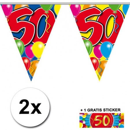 2x vlaggenlijn 50 jaar met gratis sticker