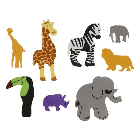 32x Foam safari animals stickers 3-7 cm