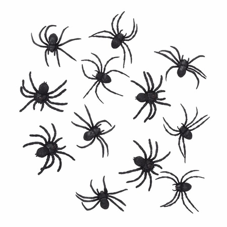 36 zwarte decoratie spinnetjes 8 cm
