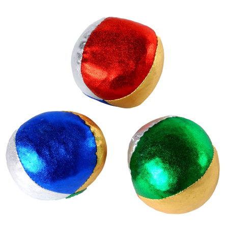 3x Jongleerballen gekleurd metallic speelgoed