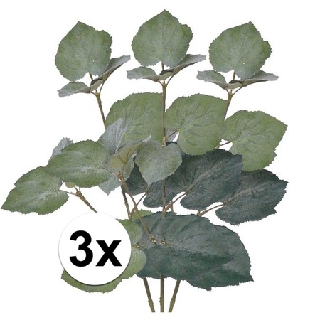 3x Kunstplant Linde Tilia bladgroen takken 50 cm groen