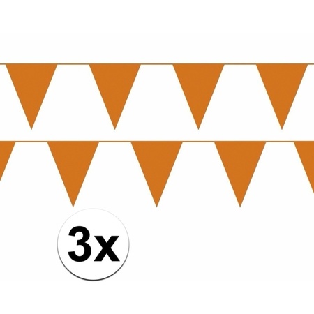 3x oranje vlaggenlijn / slinger 10 meter