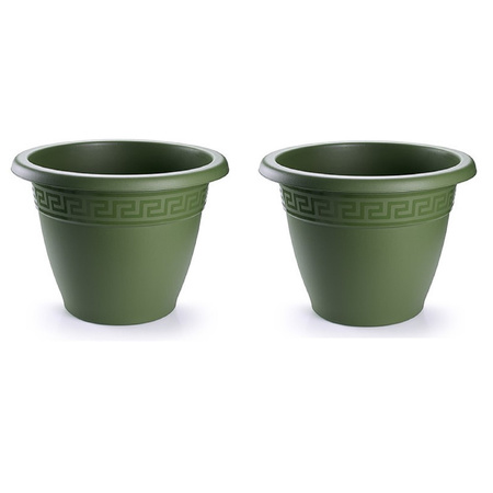 4x pieces plant pots green round diameter 20 cm