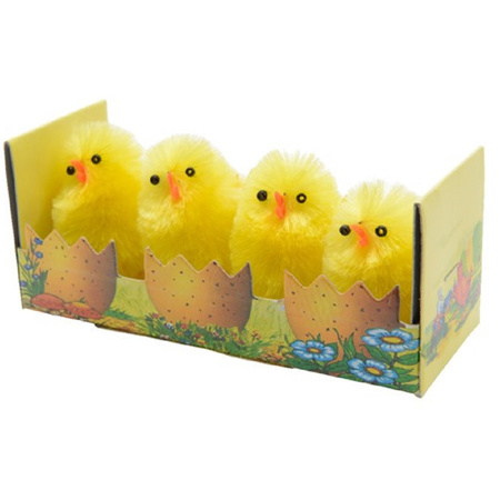 4x pieces Easter chicks yellow 4 cm