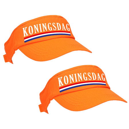 4x pieces orange Kingsday sun visor with Dutch flag for women and men.
