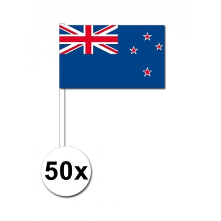 50 Nieuw Zeelandse zwaaivlaggetjes 12 x 24 cm