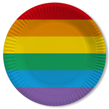 50x Gay pride thema bordjes regenboog 23 cm