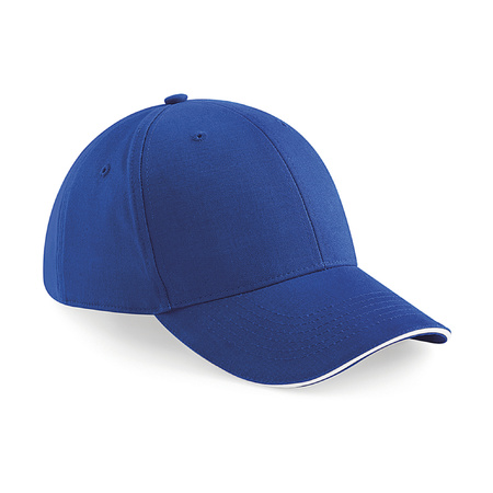 6-panel baseballcap kobalt blauw/wit voor volwassenen