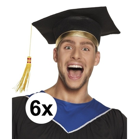 6x Graduate hat black