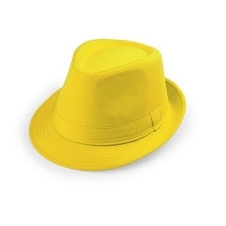 6x Geel trilby verkleed hoedjes voor volwassenen