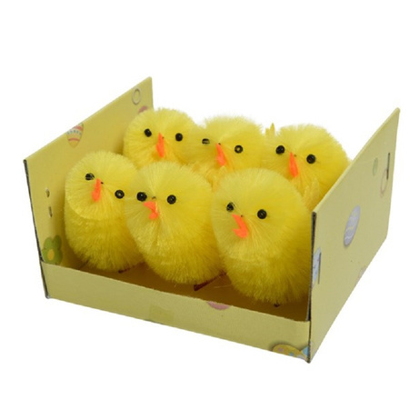 6x pieces yellow easter chicks 4 cm