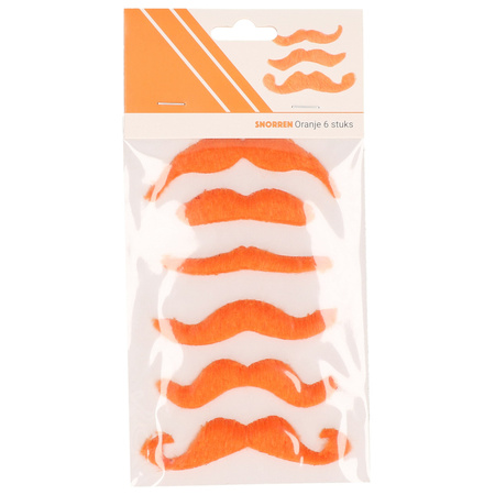 6x pieces orange dress up sticky mustaches