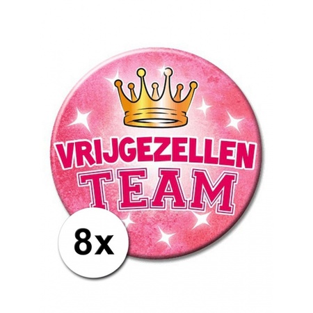 8 roze vrijgezellen XXL buttons