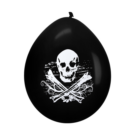 8x Horror balloons with skull black 28 cm