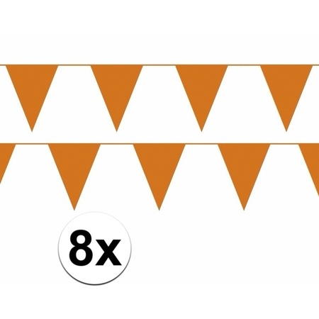 8x oranje vlaggenlijn / slinger 10 meter