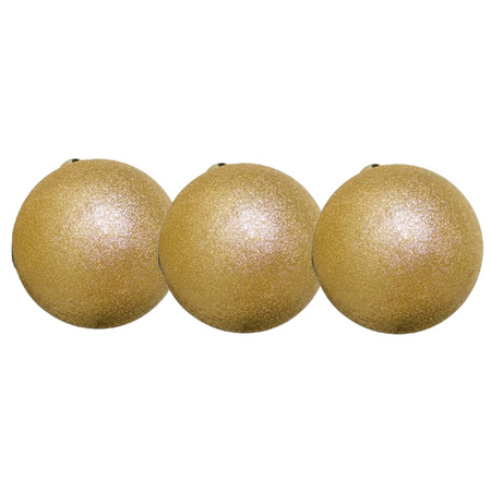 8x stuks kerstballen goud glitters kunststof 3 cm