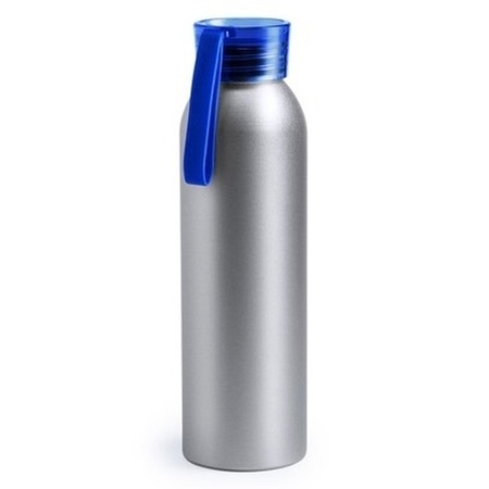 Aluminium water bottle blue cap 650 ml
