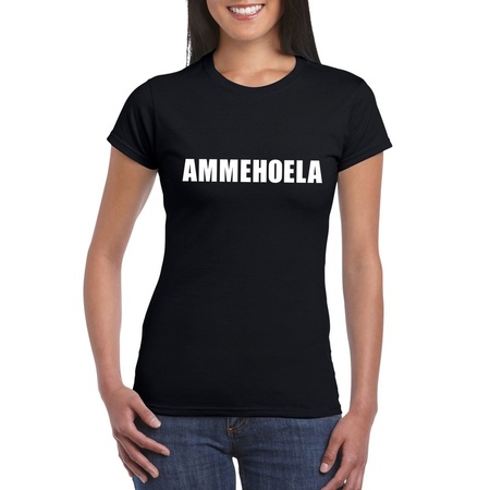 Ammehoela tekst t-shirt zwart dames
