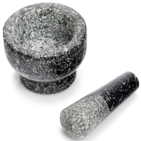 Antraciet grijze vijzel met stamper van graniet 9 cm