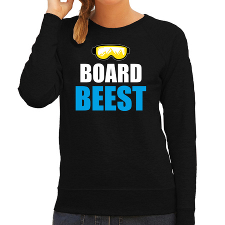 Apres ski sweater Board Beest zwart  dames - Wintersport trui - Foute apres ski outfit