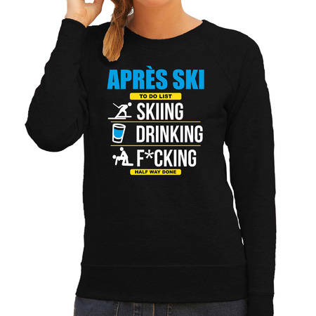 Apres ski trui to do list skieen  zwart  dames - Wintersport sweater - Foute apres ski outfit