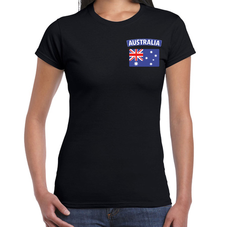 Australia t-shirt met vlag Australie zwart op borst voor dames