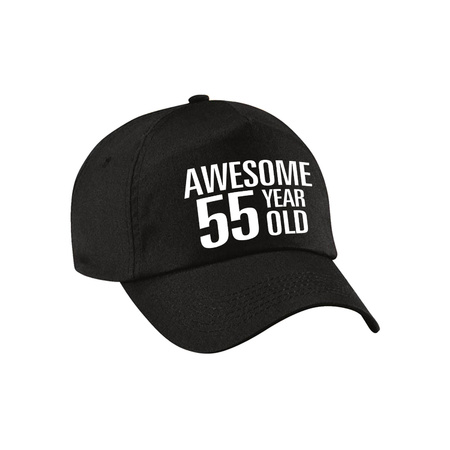 Awesome 55 year old verjaardag pet / cap zwart voor dames en heren