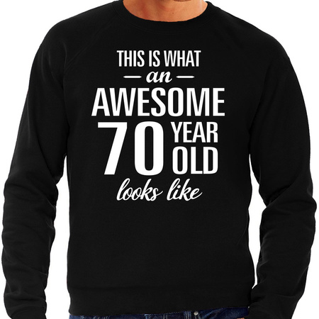 Awesome 70 year / 70 jaar cadeau sweater zwart heren