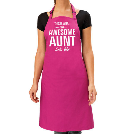 Awesome aunt bbq apron pink for women 