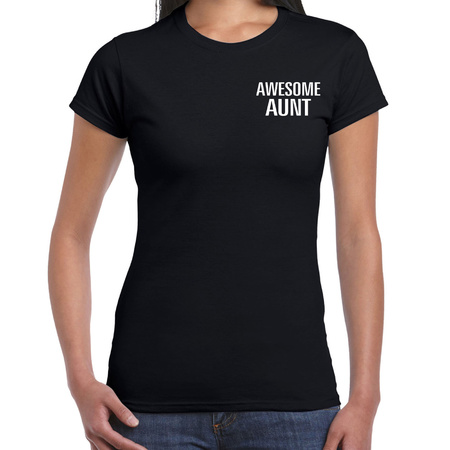 Awesome aunt / geweldige tante cadeau t-shirt zwart op borst voor dames