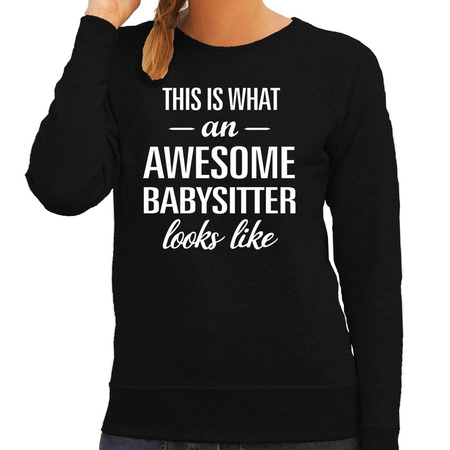 Awesome babysitter / oppas cadeau sweater / trui zwart dames