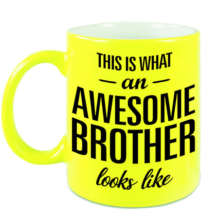 Awesome brother mug neon yellow 330 ml