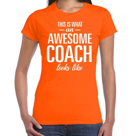 Awesome coach cadeau t-shirt oranje dames