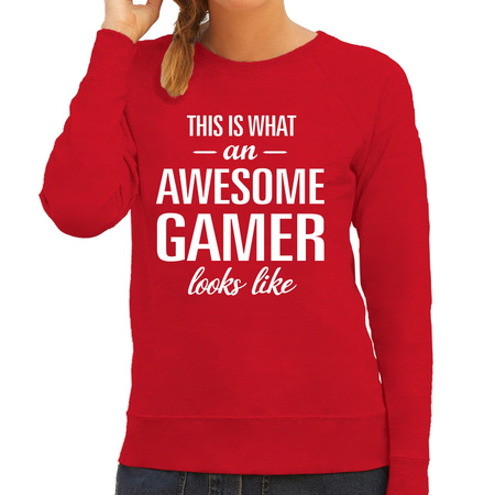 Awesome gamer cadeau sweater red for woman