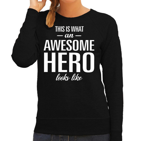 Awesome hero/ held cadeau sweater / trui zwart voor dames
