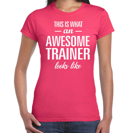 Awesome trainer cadeau t-shirt roze dames