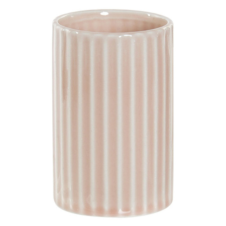 Badkamer beker/tandenborstelhouder roze keramiek 12 cm