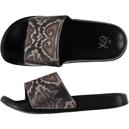 Ladies slippers with snake print