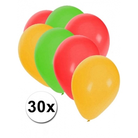 Ballonnen rood/geel/groen 30 stuks