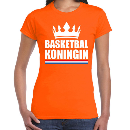 Basketbal koningin t-shirt oranje dames - Sport / hobby shirts
