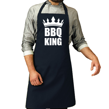 BBQ King barbeque schort / keukenschort navy voor heren